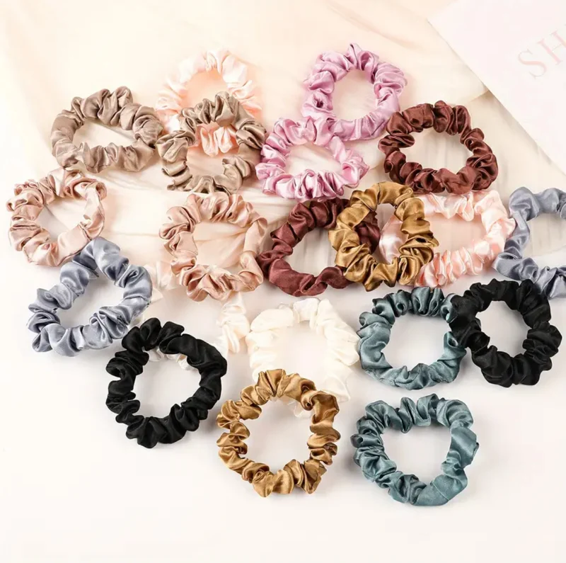 2Pcs Élastiques À Cheveux En Soie Couleur Unie Bandeaux Pour Queue De Cheval Pour Cheveux Épais Et Fins Accessoires Pour Cheveux Femmes Filles