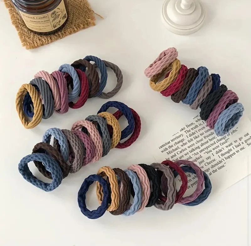 4Pcs Élastiques À Cheveux Épais Simples Et Durables Texturés Et Respirants Pour Queue De Cheval Et Chignon Accessoires De Cheveux Quotidiens Pour Femmes Et Filles