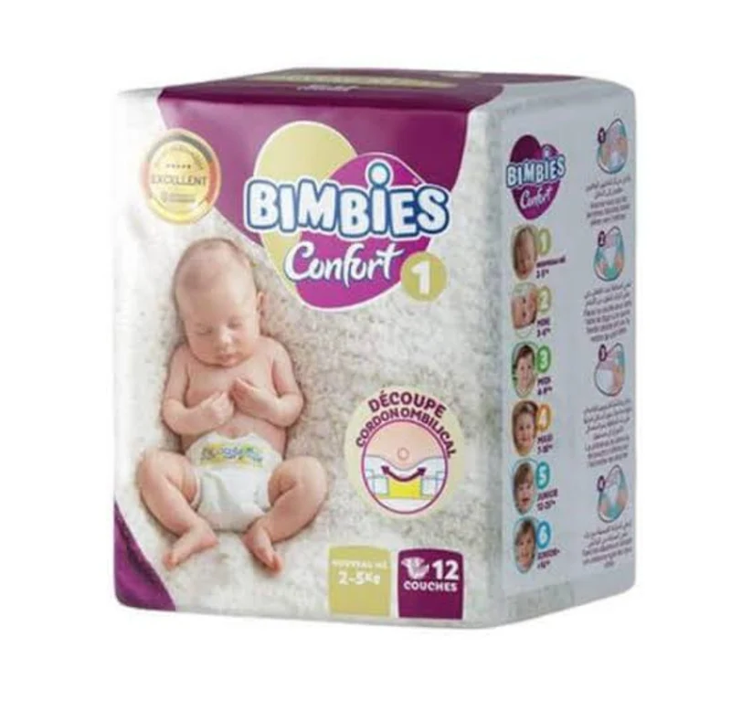 Bimbies Confort Couches Taille 1 2-5Kg 12 Couches Bébé
