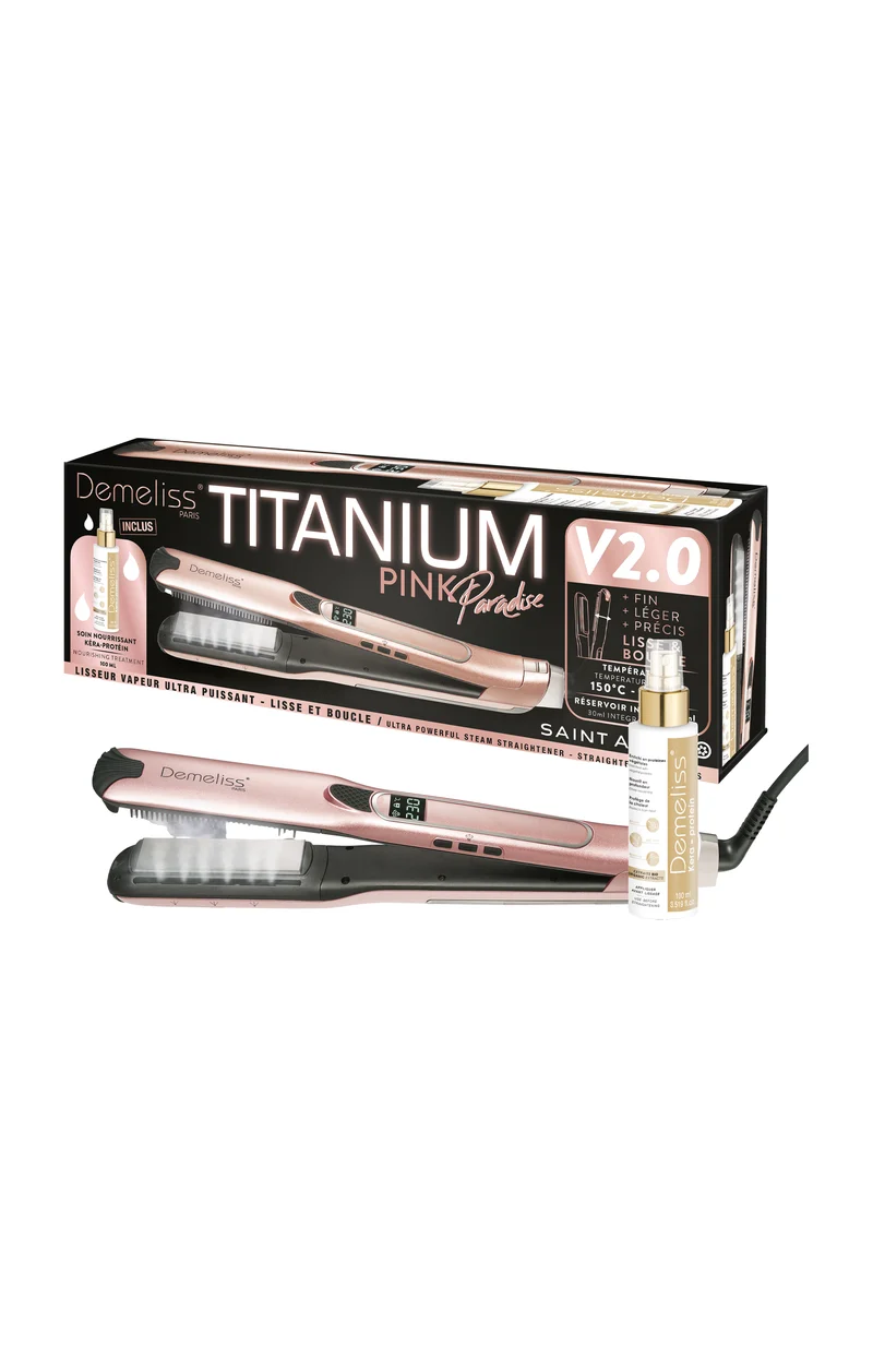 Lisseur professionnel - Plaques titanium - 230°C - Rose