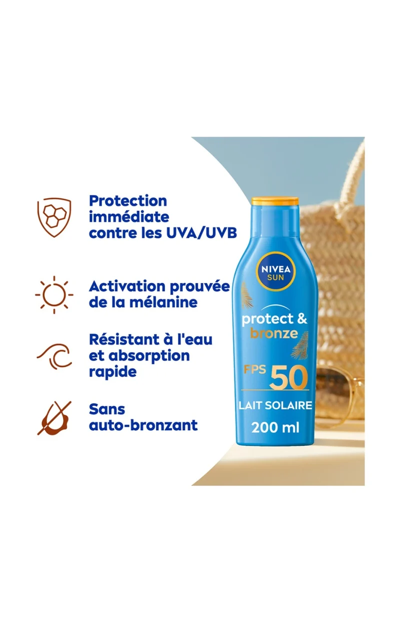 Lait solaire SPF50 - Protect & Bronze - Corps - 200 ml