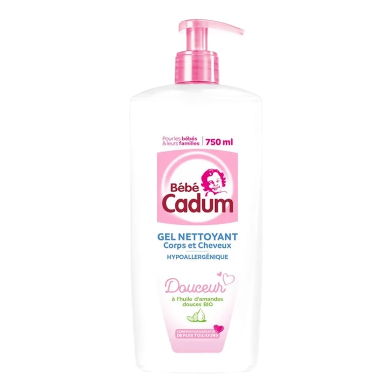 Cadum Bébé Gel Nettoyant Corps Et Cheveux À L'Huile D'Amandes Douces Bio