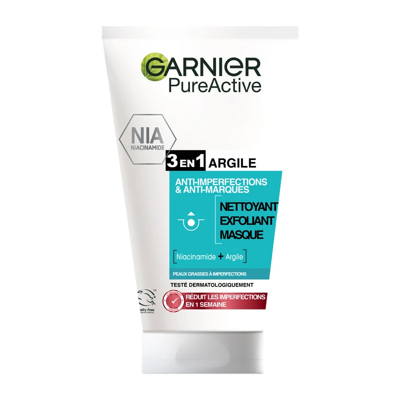 Garnier Pure Active Nettoyant 3En1 Argile Anti-Imperfections