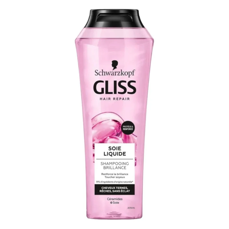 Schwarzkopf Gliss - Shampoing Soie Liquide - Shampoing Brillance - 91% D'Ingrédients D'Origine Naturelle