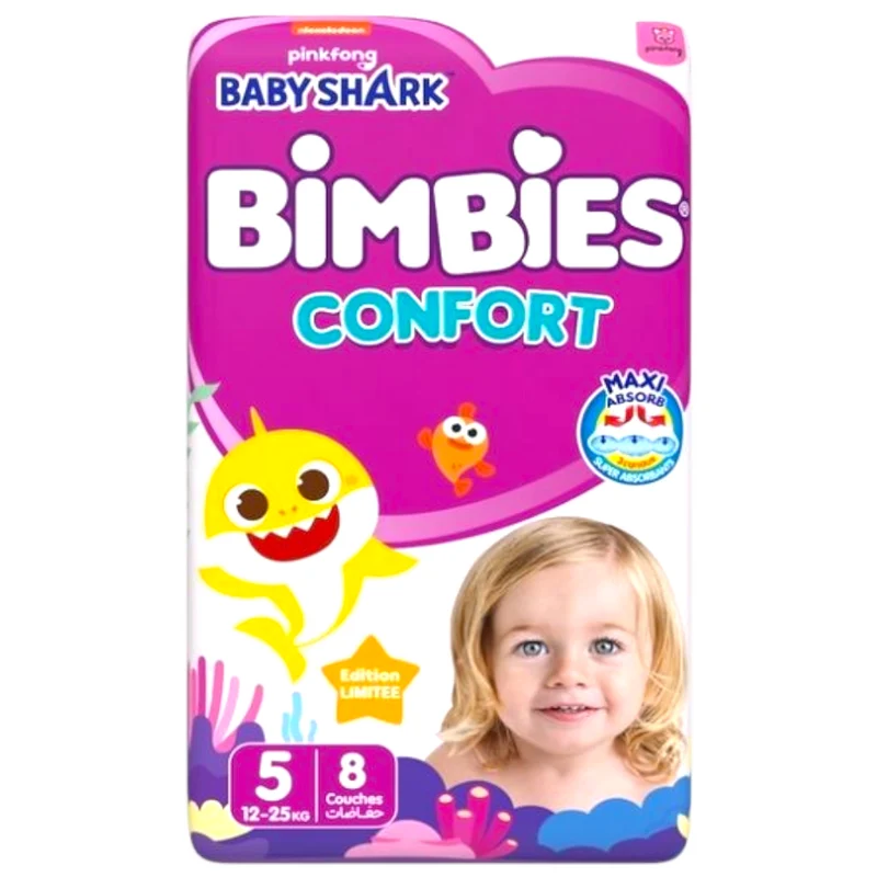 Bimbies Confort Couches Taille 5 (12Kg-25Kg) 8 Couches Bébé