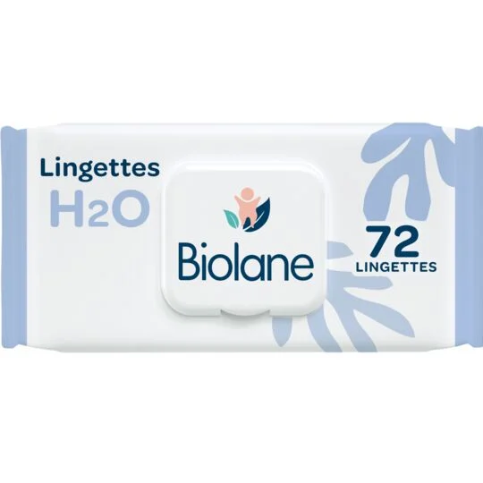 Biolane Lingettes Nettoyantes H2O À L'Eau - Bébé 72 Lingettes