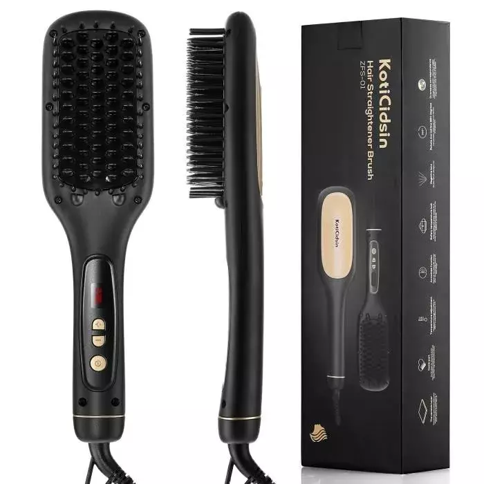 Koticidsin Brosse Lissante Affichage Led+Peigne À Cheveux De La Température Réglable Brosse Chauffante