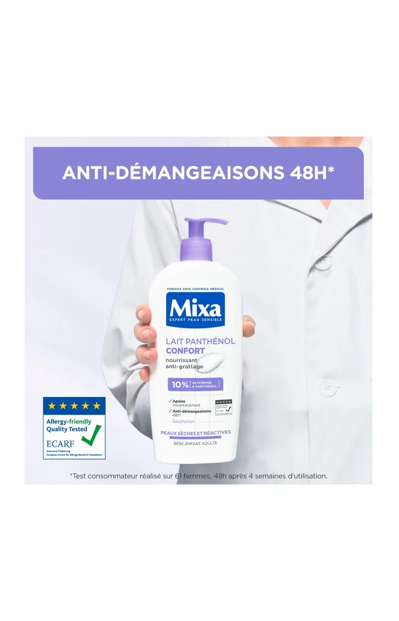 Lait nourrissant anti-démangeaisons - Glycérine & panthénol - Peaux sèches & réactives - 400 ml