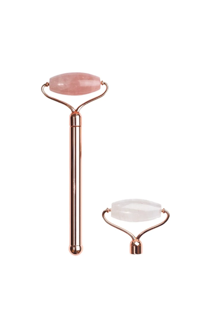 Derma-roller rafraîchissant stimulant - Rose quartz & clear quartz - Visage