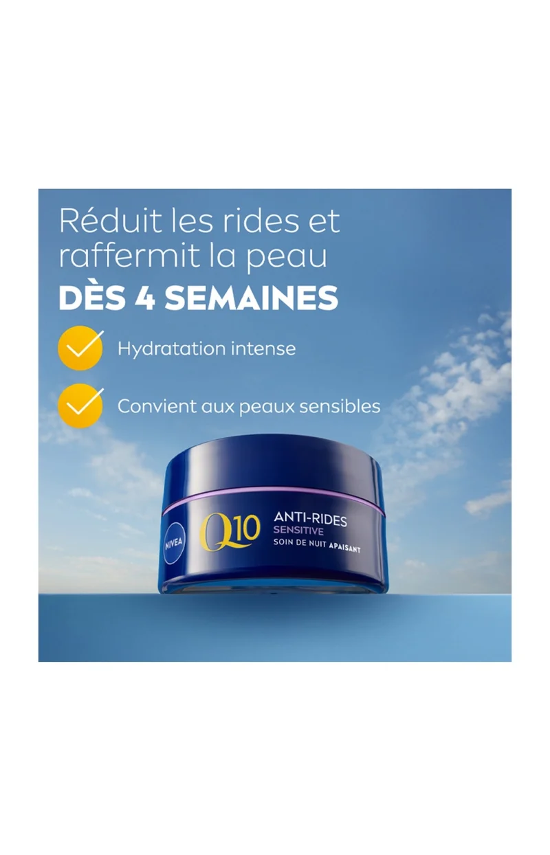 Crème anti-rides - Q10 Sensitive - Peaux sensibles - Nuit - 50 ml