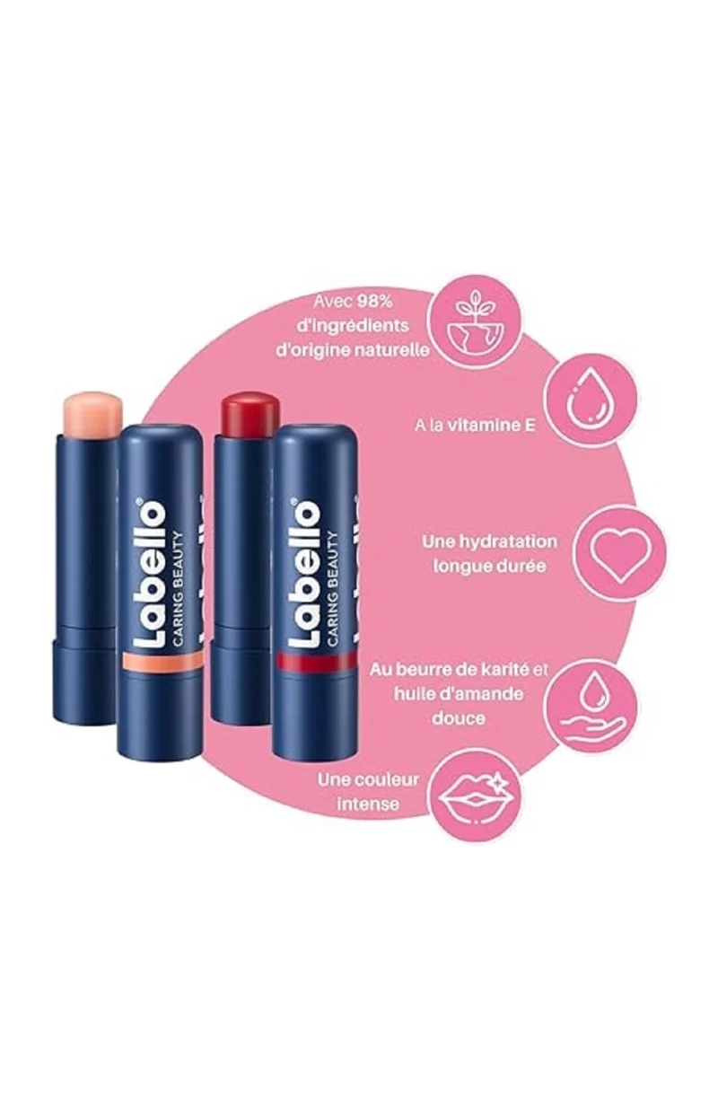 2 baumes à lèvres rouges - Caring Beauty - 4,8 g