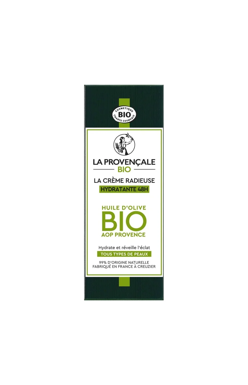 Crème radieuse hydratante 48h bio - Huile d'olive - Visage