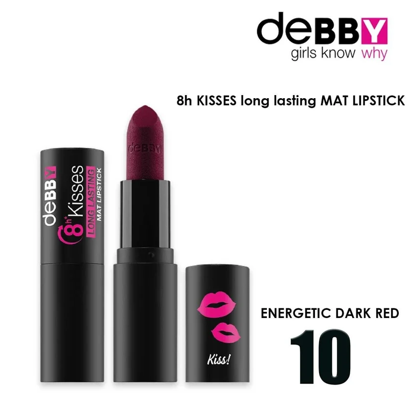 Debby Rossetto Long Lasting Mat 8h Kisses 10 Energetic Dark Red — Rossetto