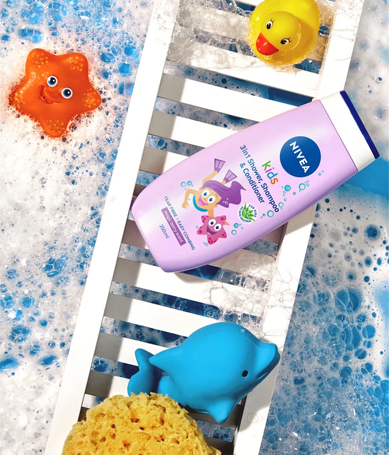 Nivea Kids Sparkle Berry Gel Douche Et Shampoing Doux Pour Enfant 3 En 1