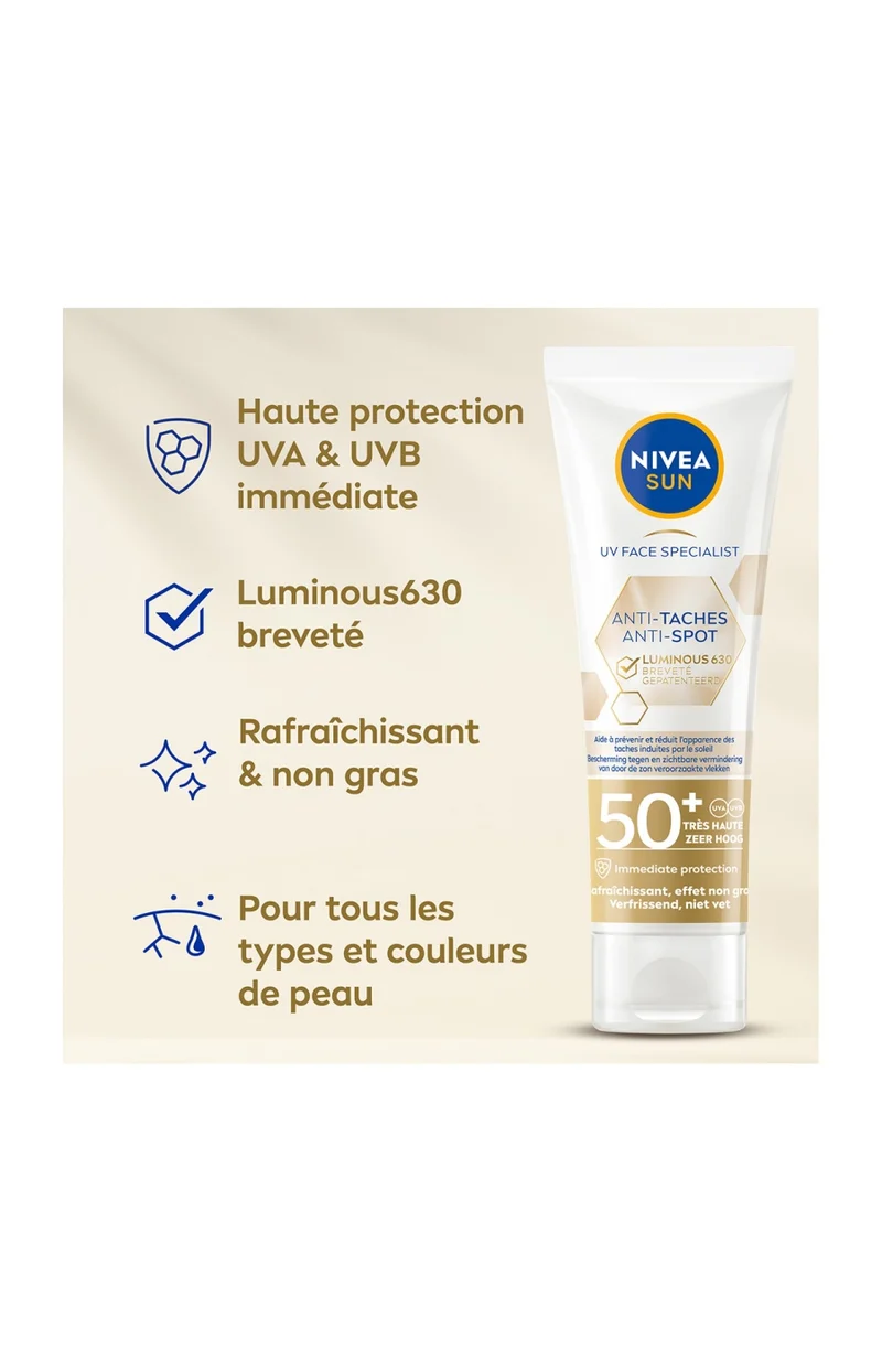 Fluide solaire anti-taches SPF 50+ - Luminous 630 - Visage - 40 ml